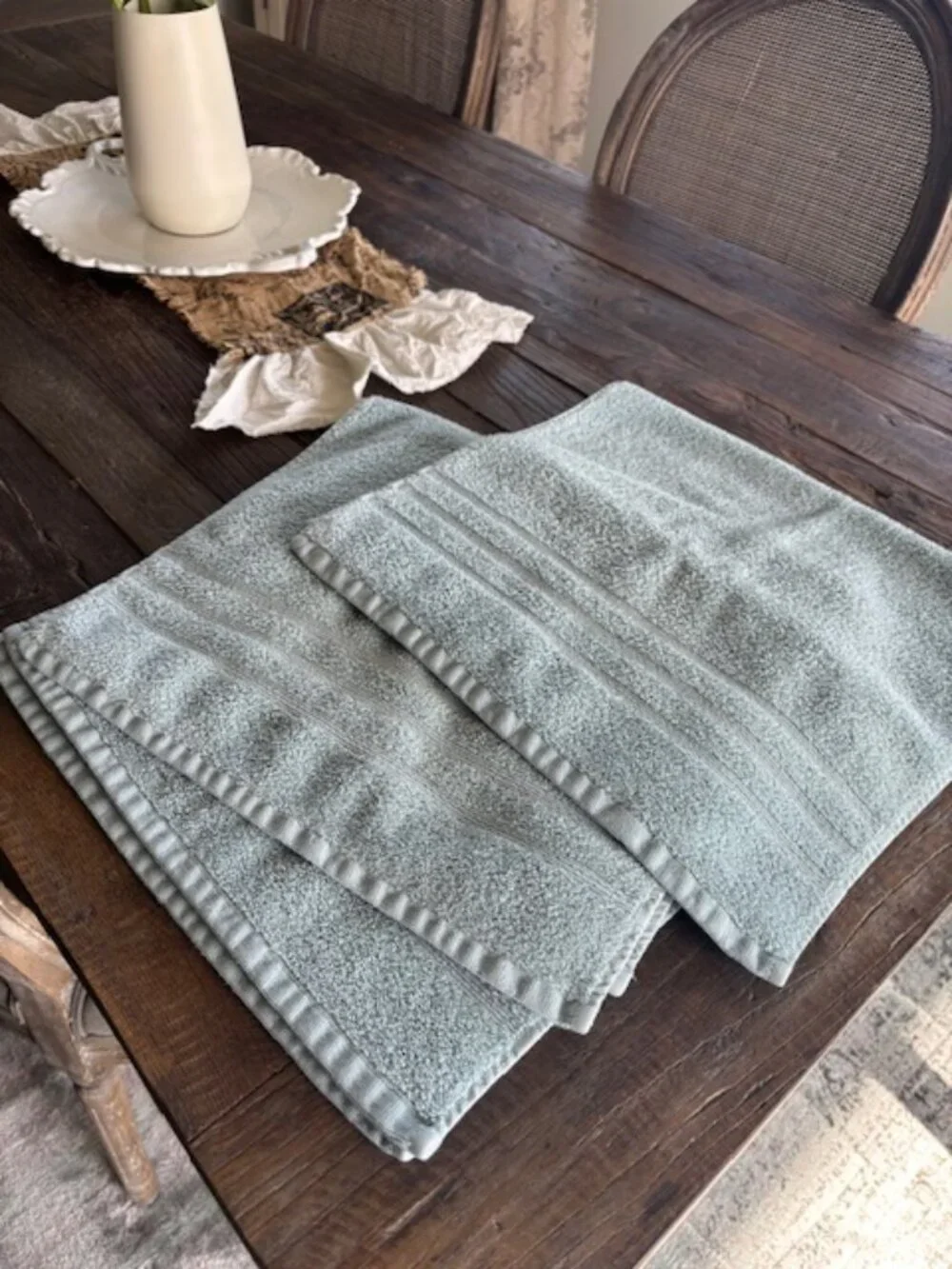 Fieldcrest Luxury 100% Cotton Light Blue Hand Towels, set of three - SALE!
